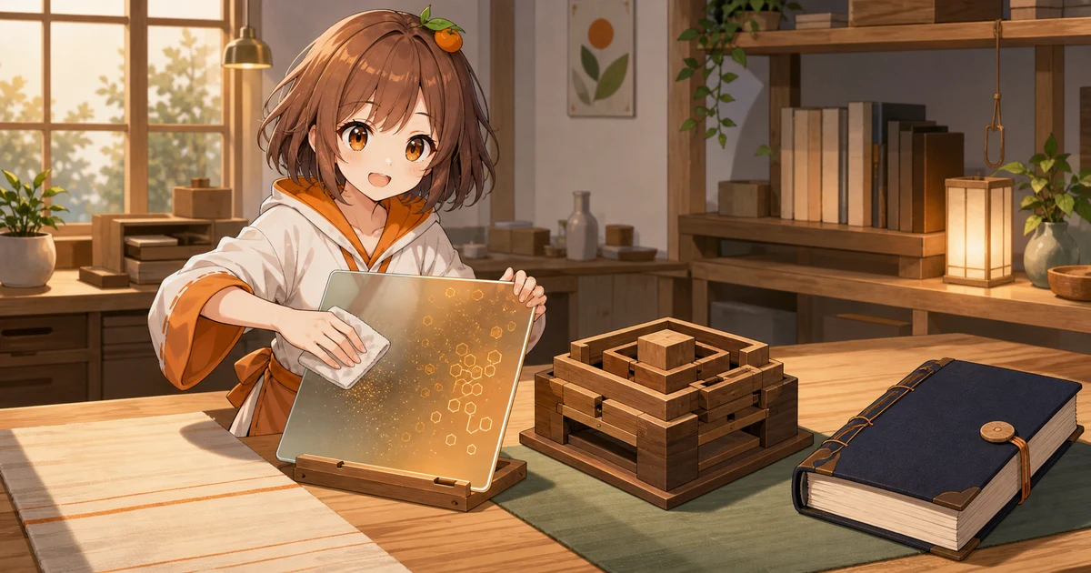 3MIKANのブランドキャラクターが作業終了時に光る再利用ボードを消し、同じ机の永久帳簿を残すEIP-1153 transient storageの記事画像