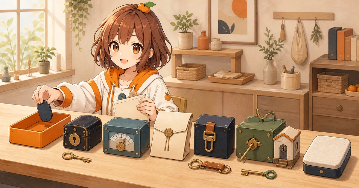 3MIKANのブランドキャラクターが、seed・approval・session・delegation・端末を表す別々の鍵箱を停止trayと証拠封筒の前で初動確認する記事画像