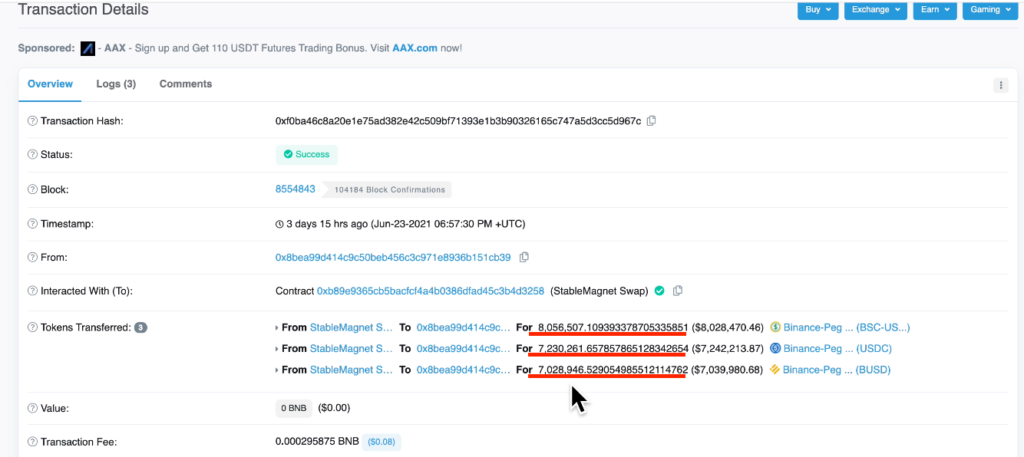 スクリーンショット 2021 07 12 4.37.51 1024x457 - 【DeFi】22億円持ち逃げStableMagnetのラグプル事件を解説します スクリーンショット 2021 07 12 4.37.51 1024x457 - 【DeFi】22億円持ち逃げStableMagnetのラグプル事件を解説します